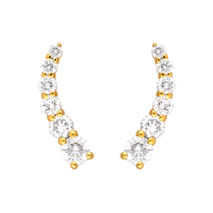 7/8tcw Graduated Round Diamond Climber Earrings