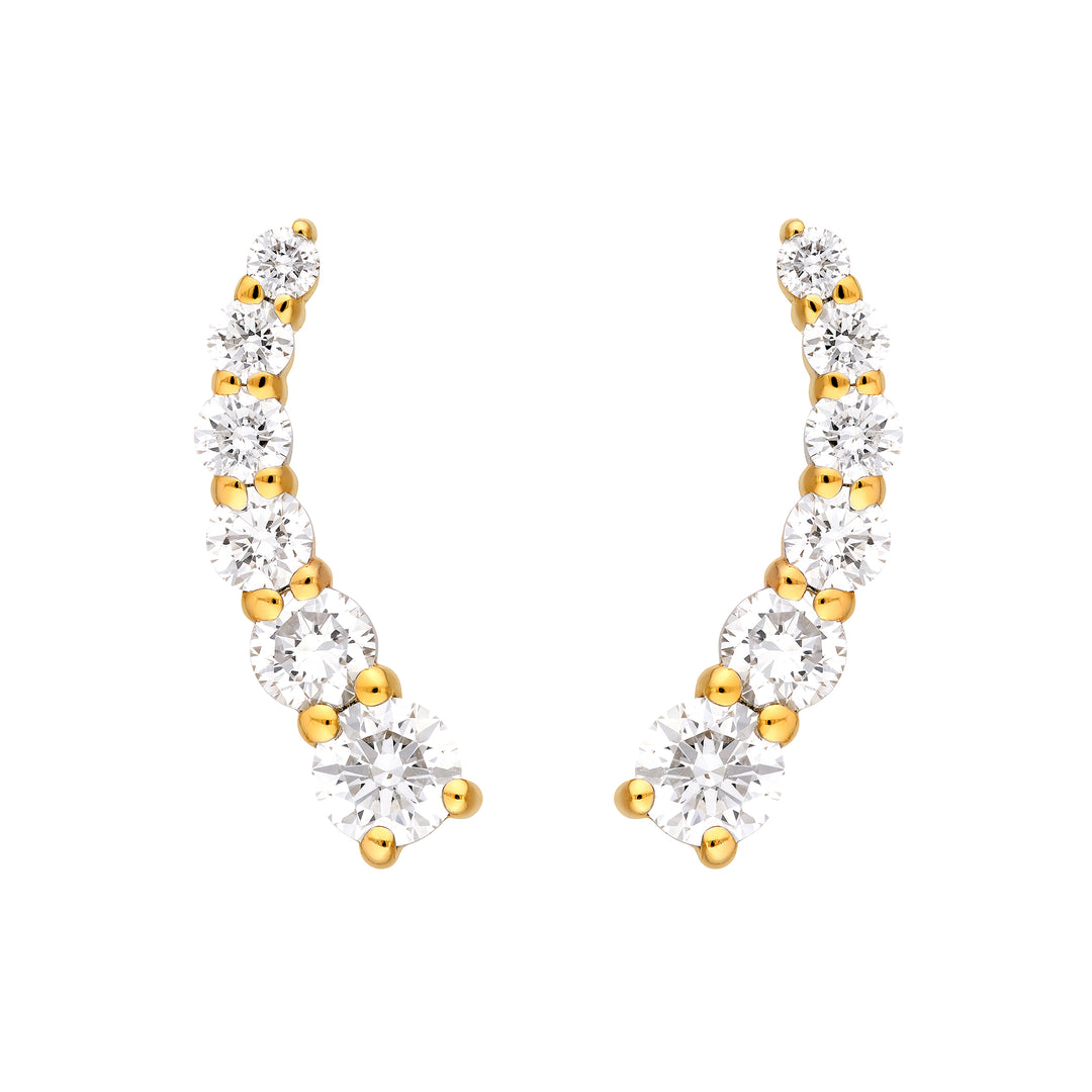 7/8tcw Graduated Round Diamond Climber Earrings