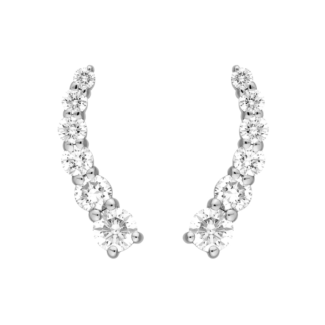 7/8tcw Graduated Round Diamond Climber Earrings