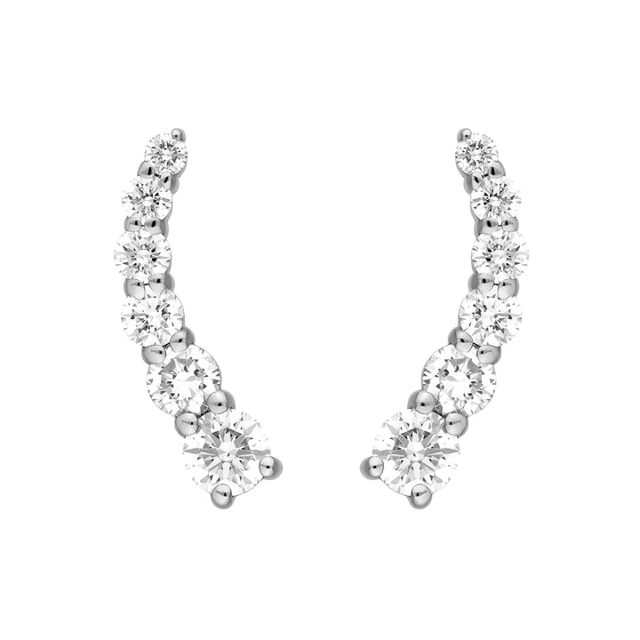 7/8tcw Graduated Round Diamond Climber Earrings