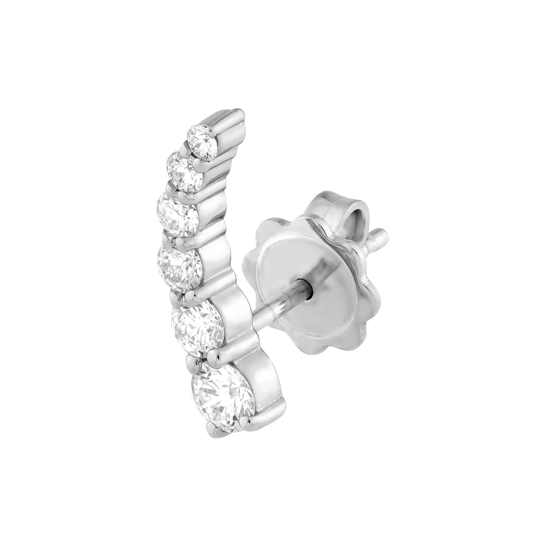 7/8tcw Graduated Round Diamond Climber Earrings