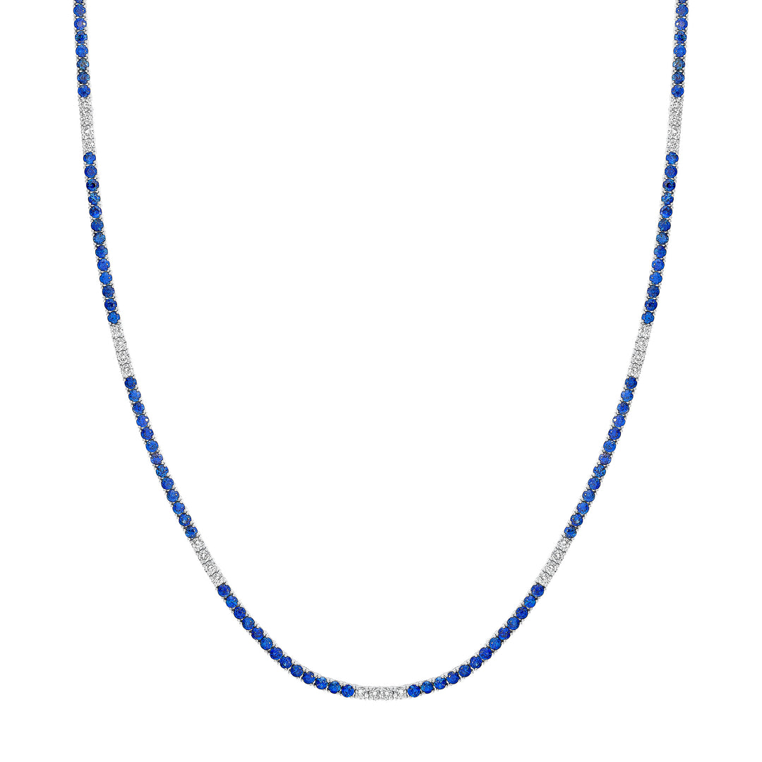 Alternating Sapphire Diamond Tennis Necklace
