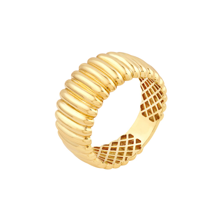 Ribbed Wide Band Ring