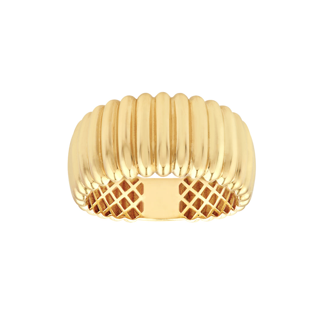 Ribbed Wide Band Ring