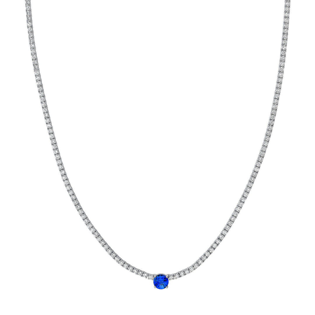 Sapphire Solitaire Diamond Tennis Necklace