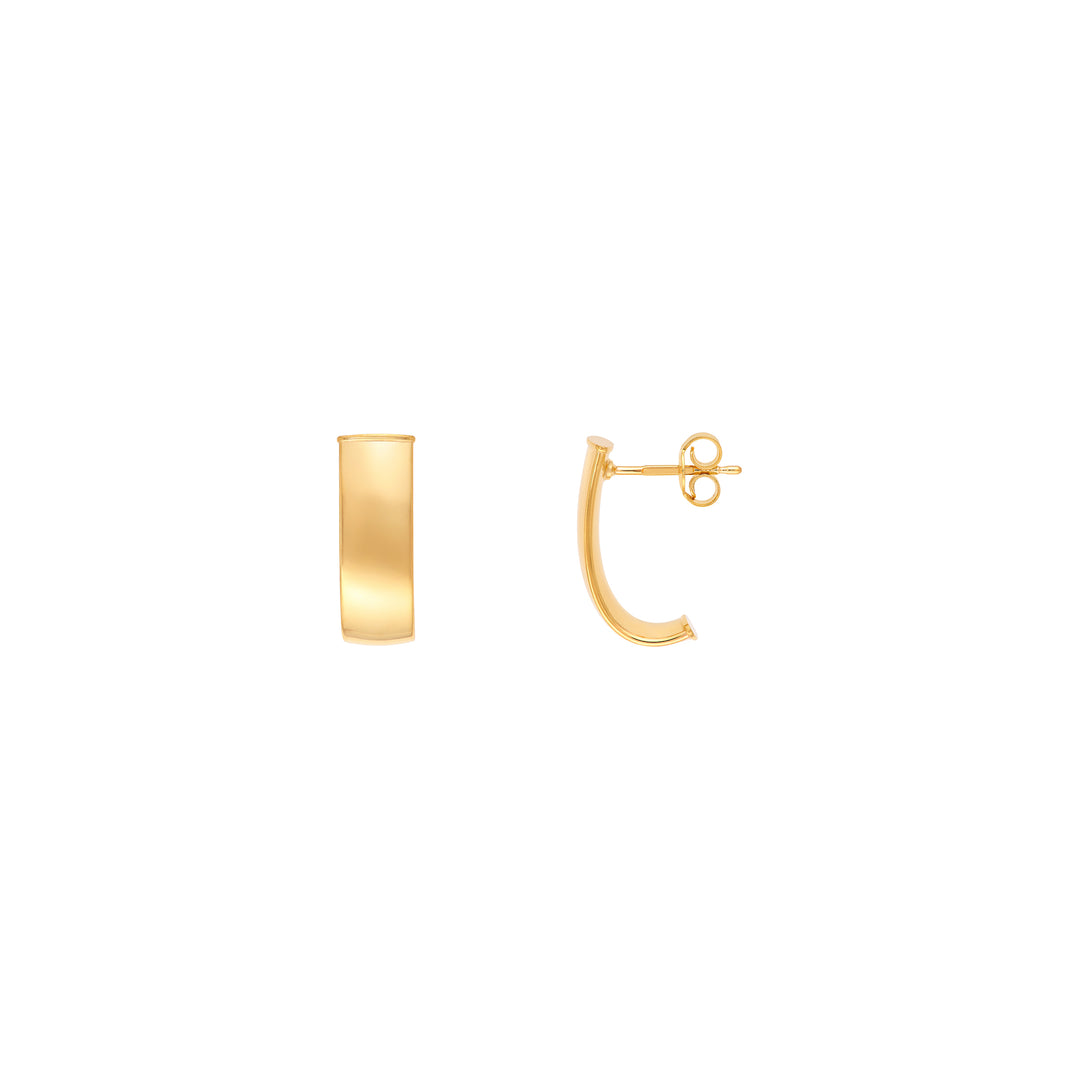 6mm Flat Oval Tube J Hoop Earrings