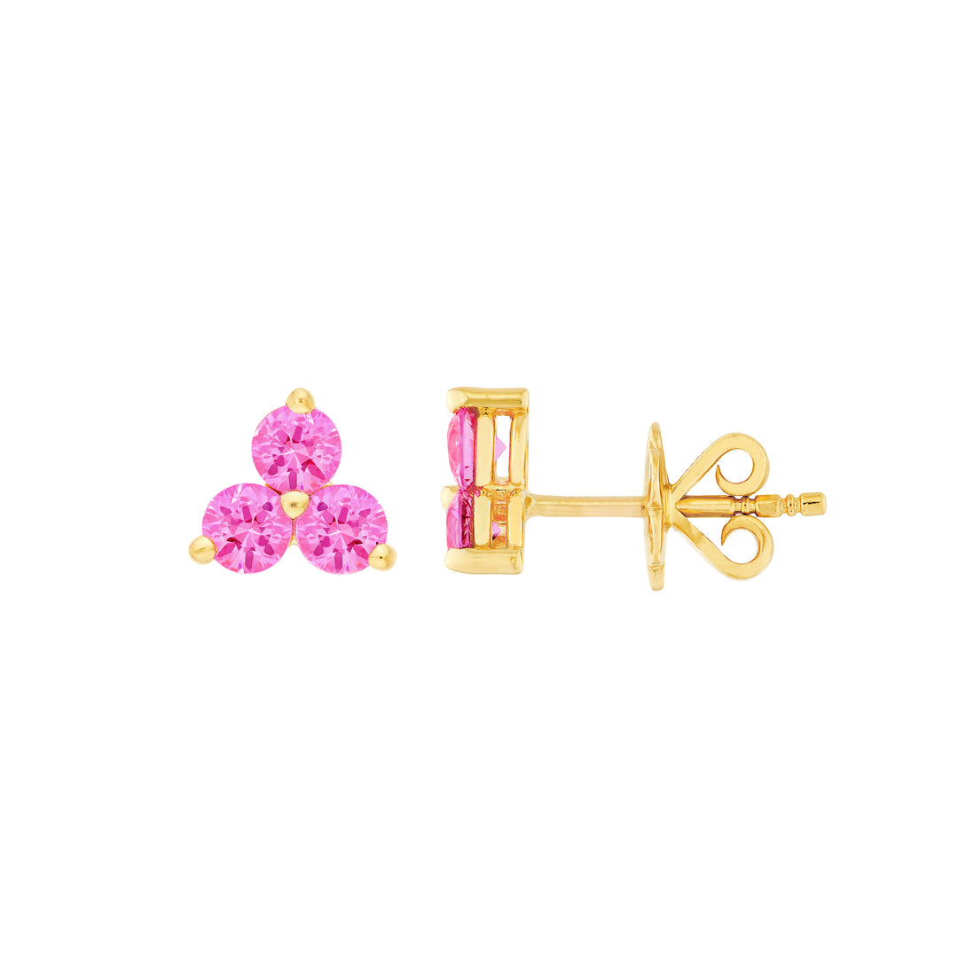 3.5mm Pink Sapphire Trio Stud Earrings