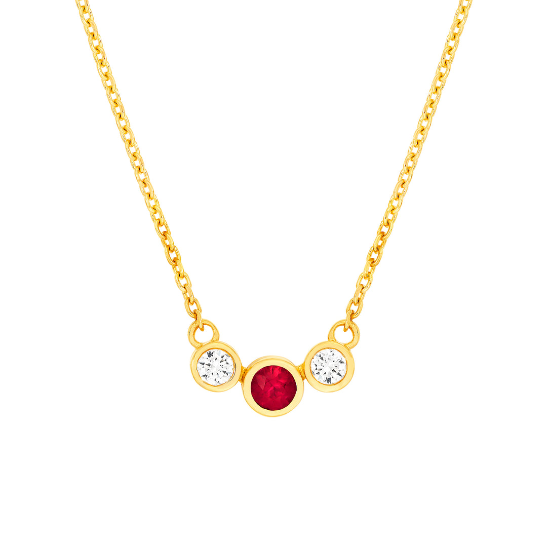 3.5mm Ruby & 1/5tcw Diamond Bezel Graduated Necklace