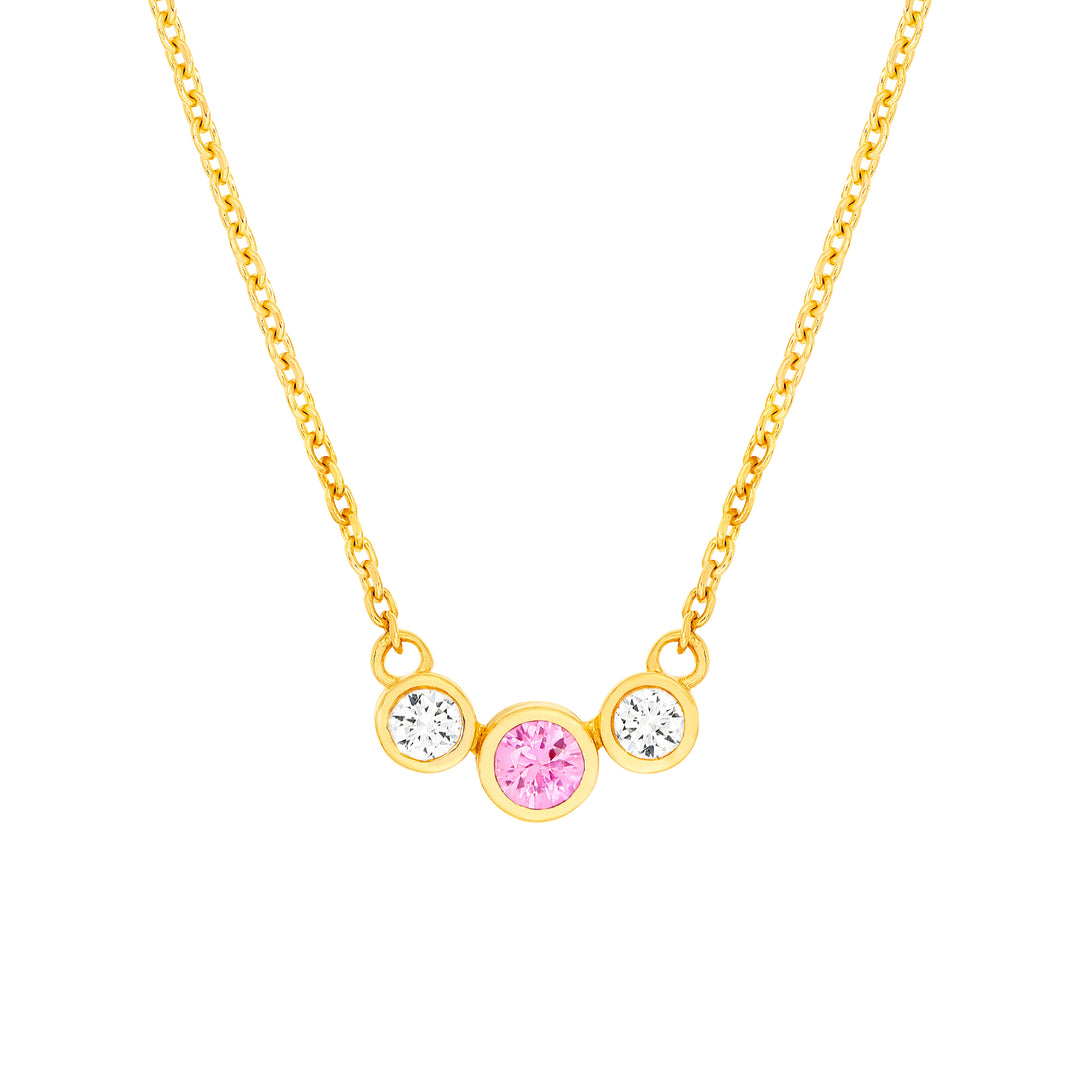 3.5mm Pink Sapphire & 1/5tcw Diamond Bezel Necklace