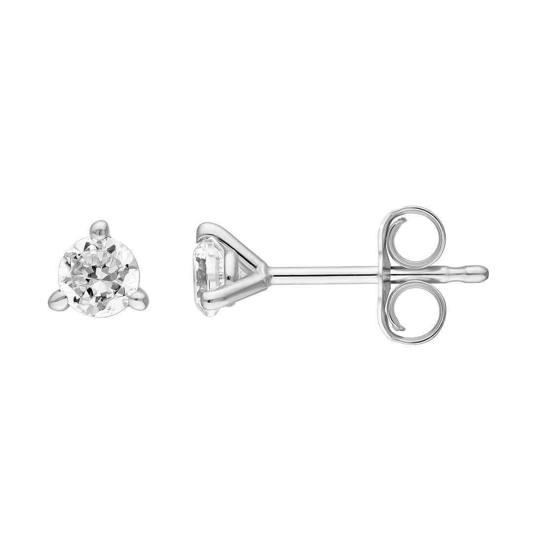1/5tcw Round Diamond 3 Prong Stud Earrings