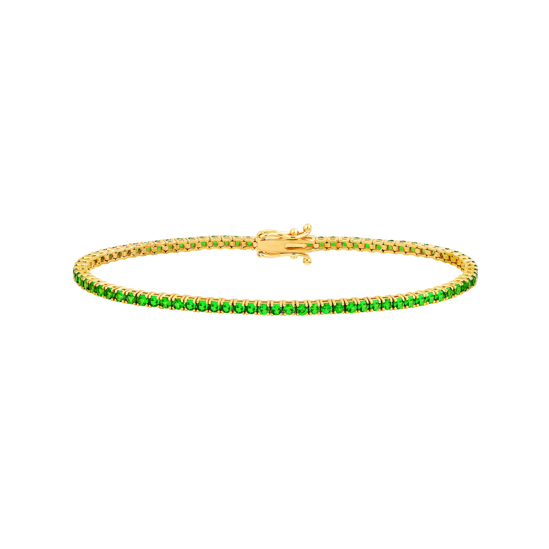 3-5/8tcw Green Tsavorite Straight Tennis Bracelet