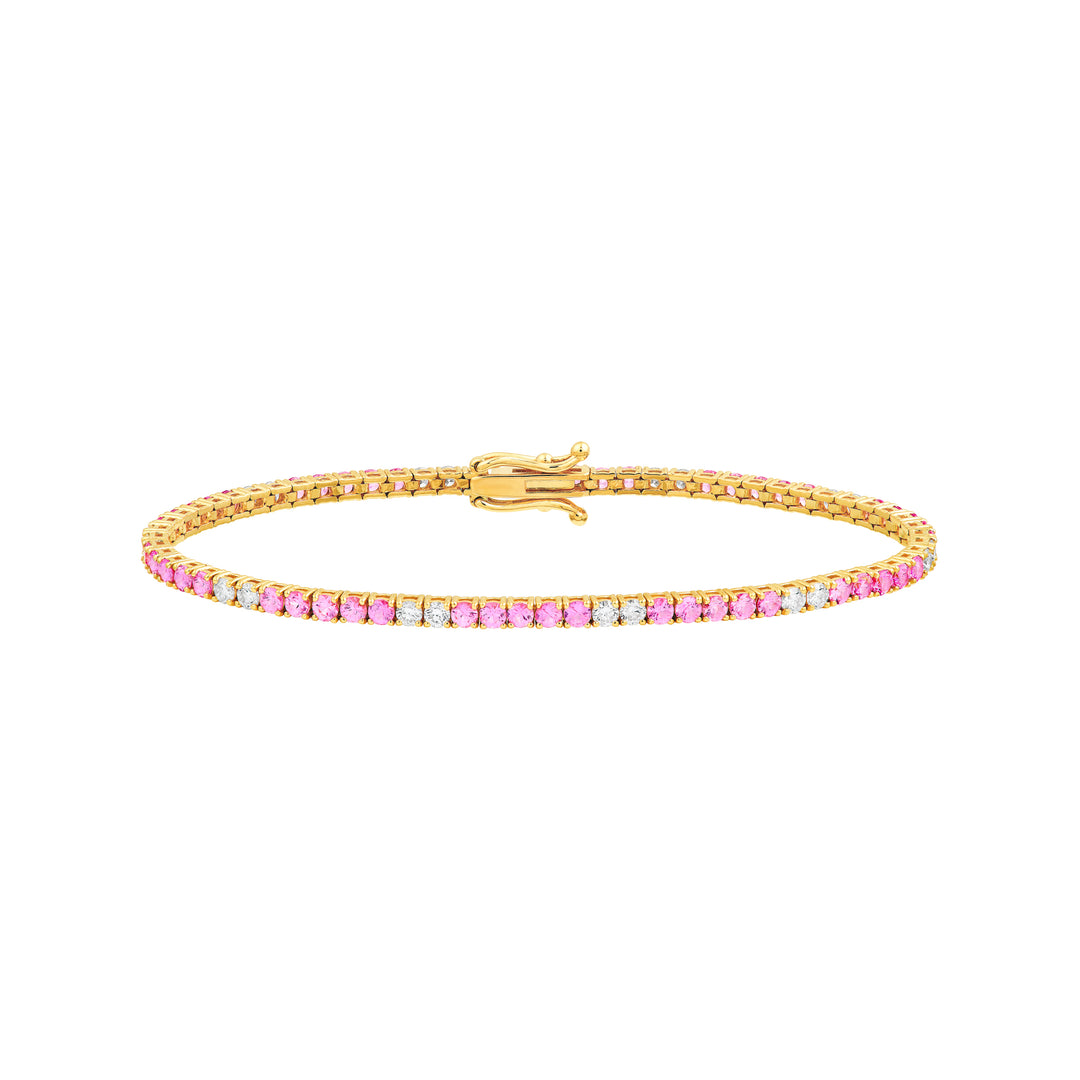 1-1/8tcw Diamond & 3-1/2ct Pink Sapphire Tennis Bracelet