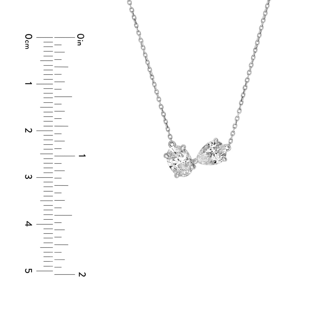 1-1/2tcw Toi et Moi Pear & Oval Diamond Necklace