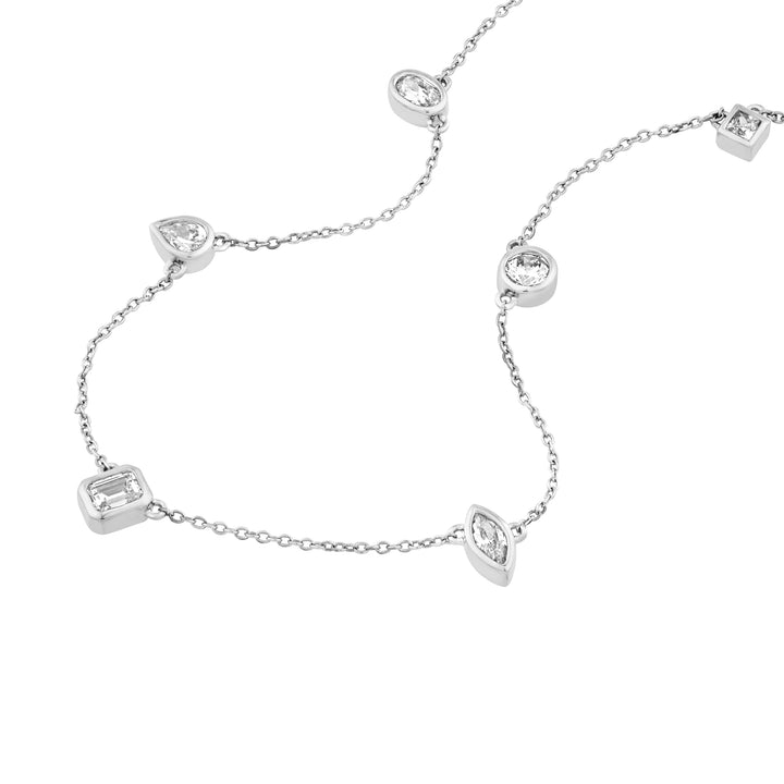 1tcw Multi Stone Bezel Diamond Station Necklace