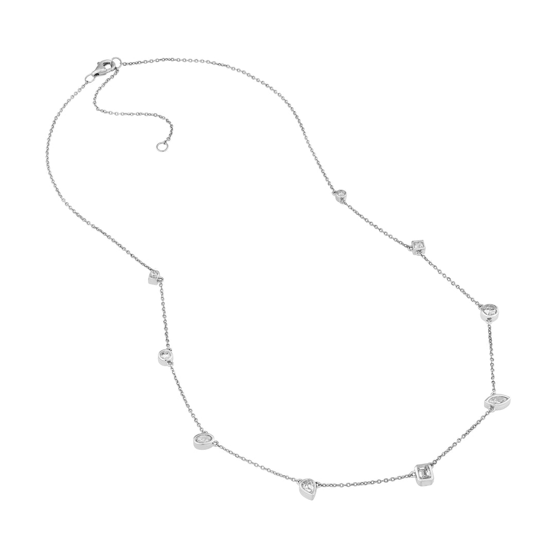 1tcw Multi Stone Bezel Diamond Station Necklace