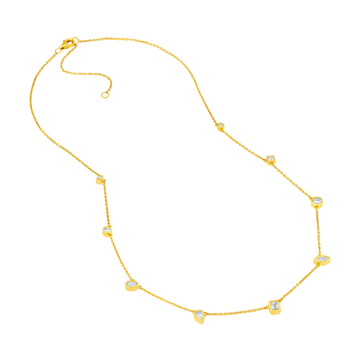 1tcw Multi Stone Bezel Diamond Station Necklace