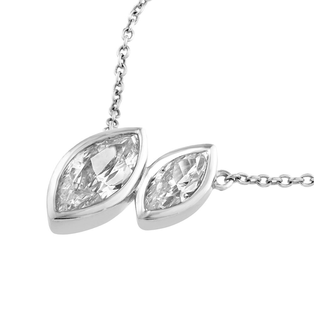 1-1/6tcw Toi et Moi Marquise Diamond Necklace
