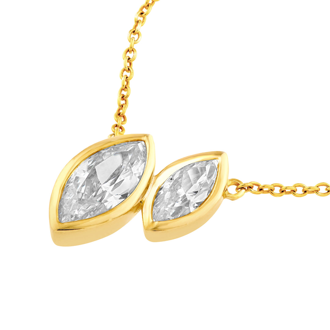 1-1/6tcw Toi et Moi Marquise Diamond Necklace