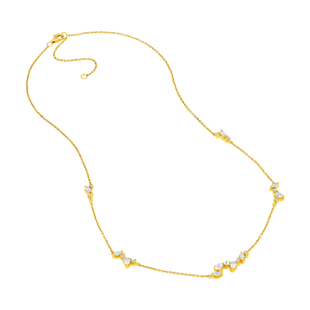 1-3/8tcw Multi Stone Diamond Cluster Necklace