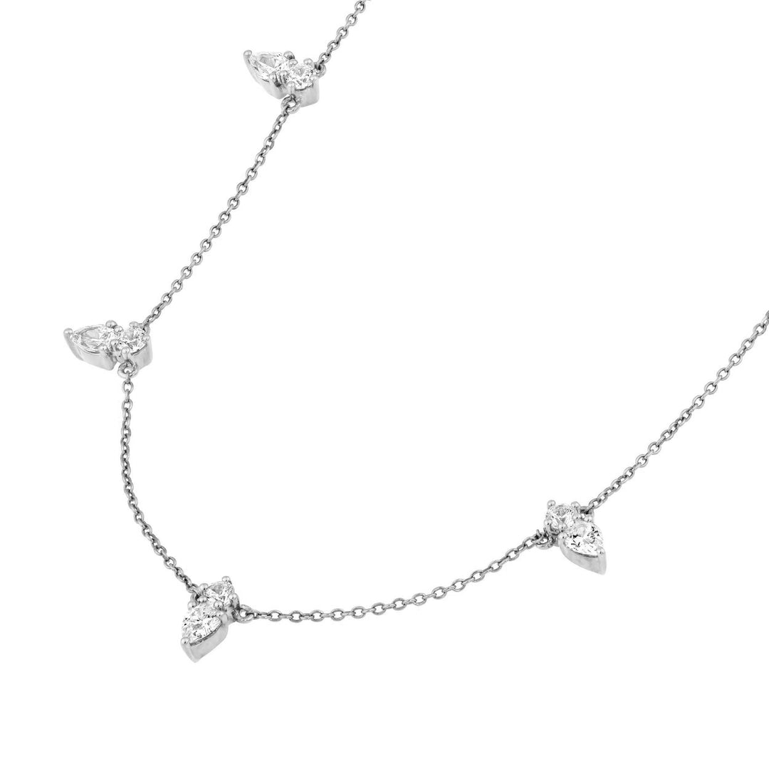 2tcw Pear & Round Diamond Station Necklace