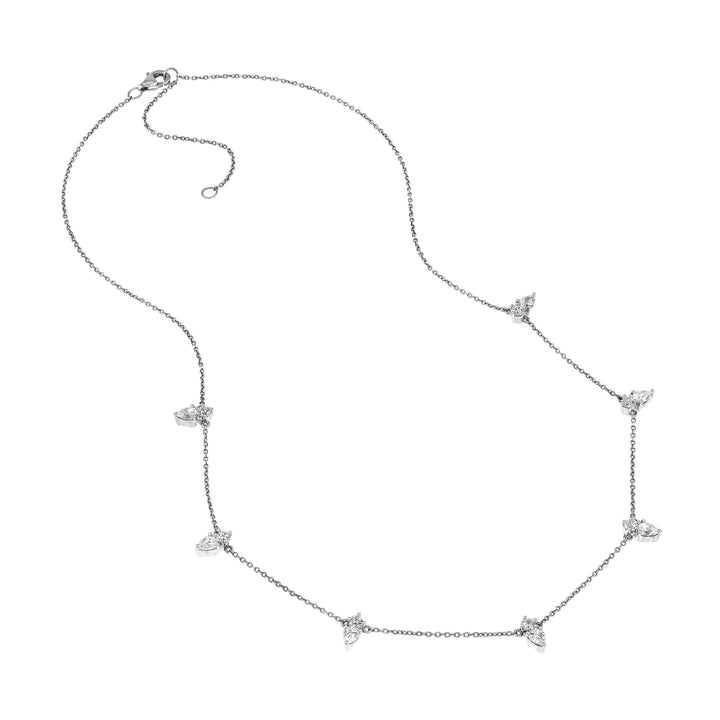 2tcw Pear & Round Diamond Station Necklace