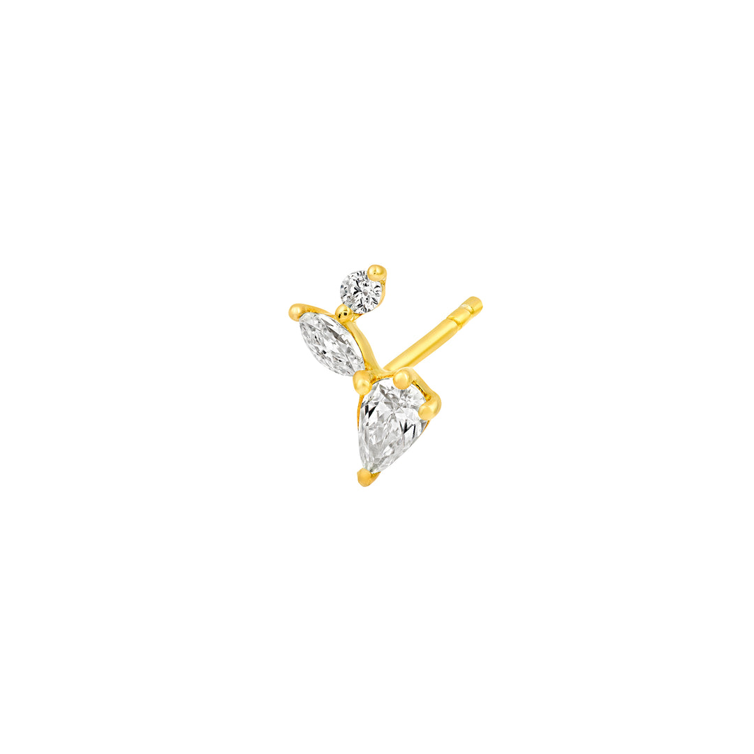 3/4tcw Pear Marquise & Round Diamond Cluster Stud Earrings