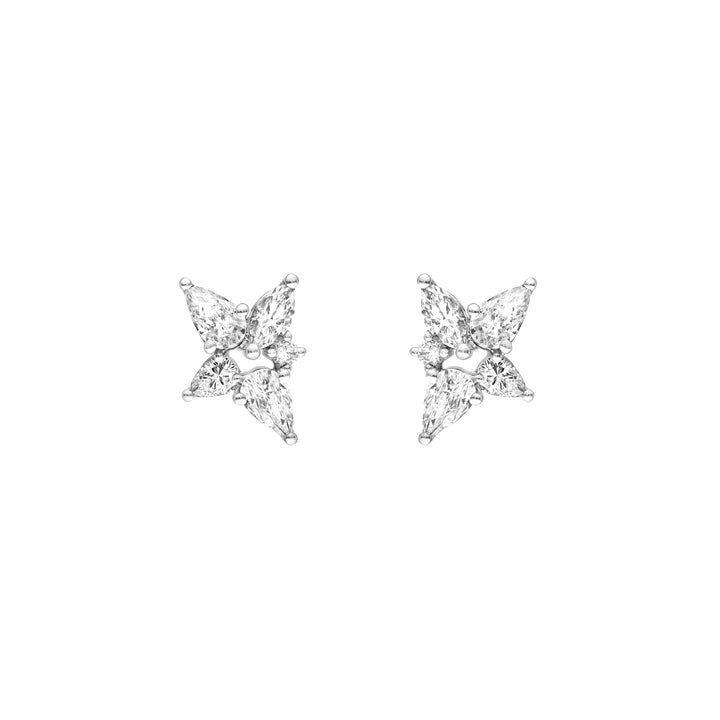 1-1/2tcw Pear Marquise & Round Diamond Stud Earrings