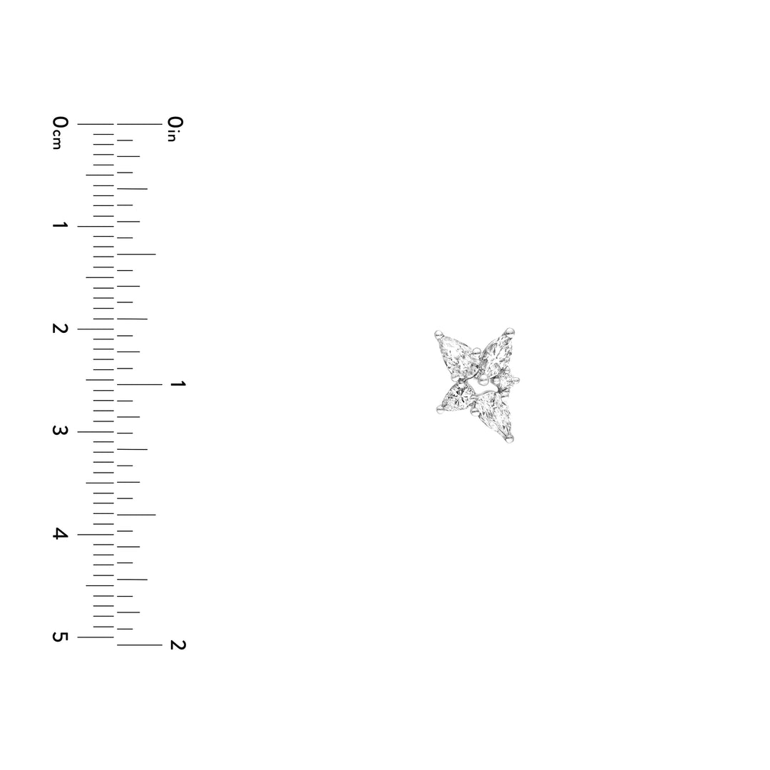 1-1/2tcw Pear Marquise & Round Diamond Stud Earrings