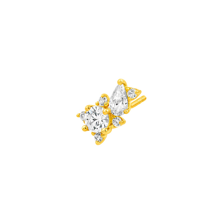 1-1/8tcw Pear & Round Diamond Stud Earrings