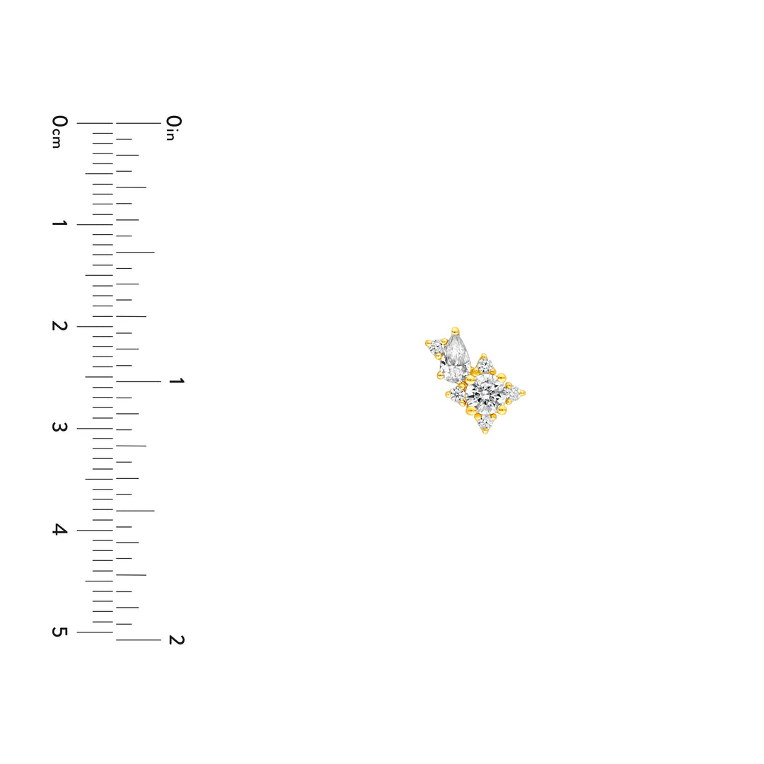 1-1/8tcw Pear & Round Diamond Stud Earrings