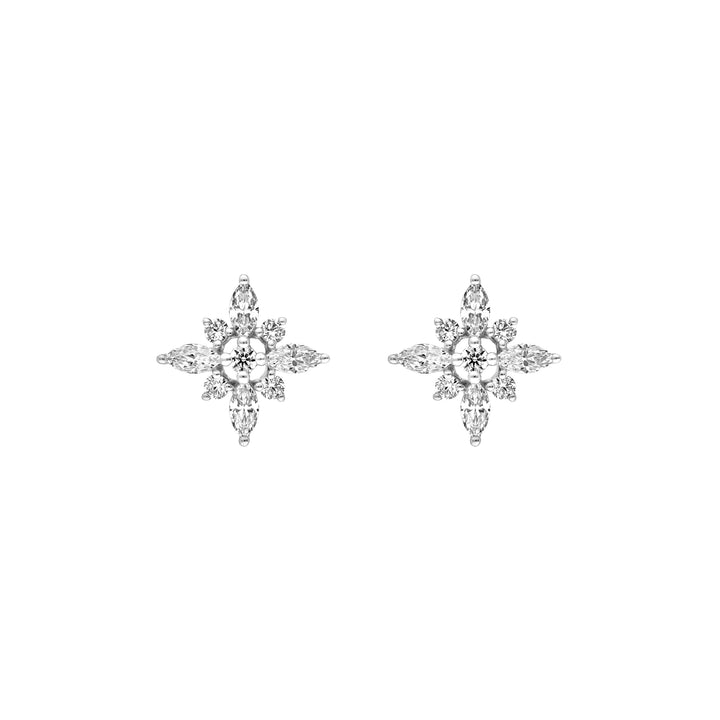 7/8tcw Marquise Diamond Flower Earrings