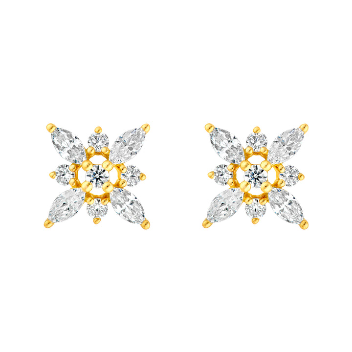 7/8tcw Marquise Diamond Flower Earrings