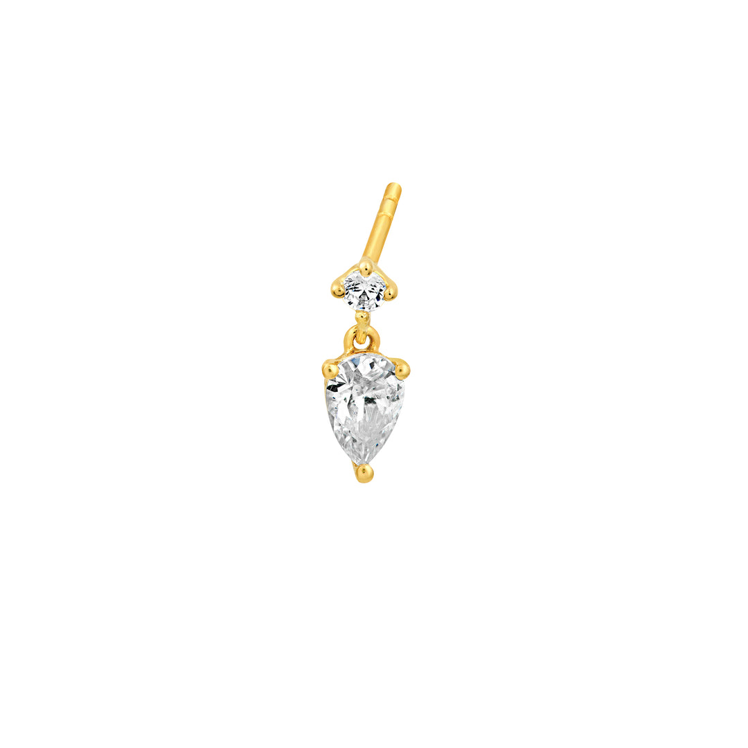 1tcw Pear & Round Diamond Stud Earrings