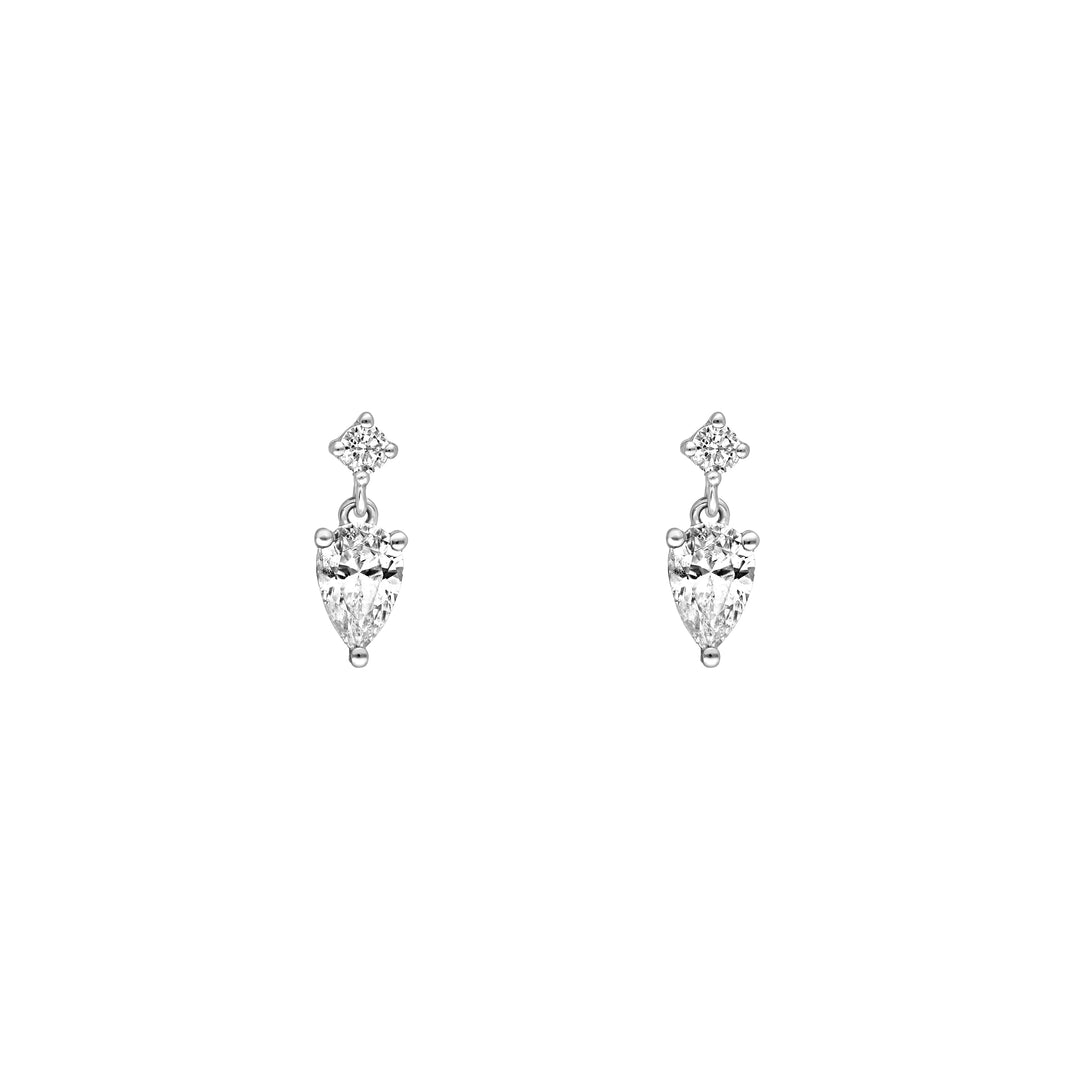 1tcw Pear & Round Diamond Stud Earrings