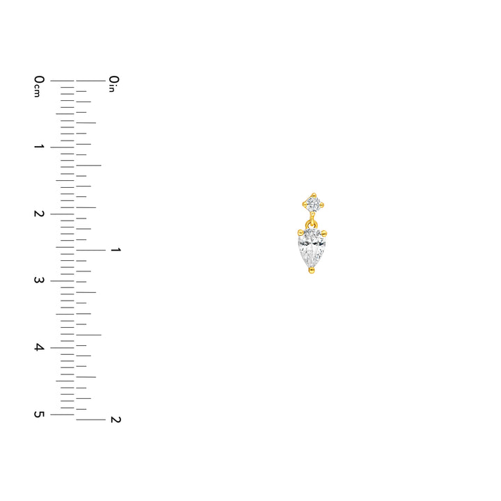 1tcw Pear & Round Diamond Stud Earrings