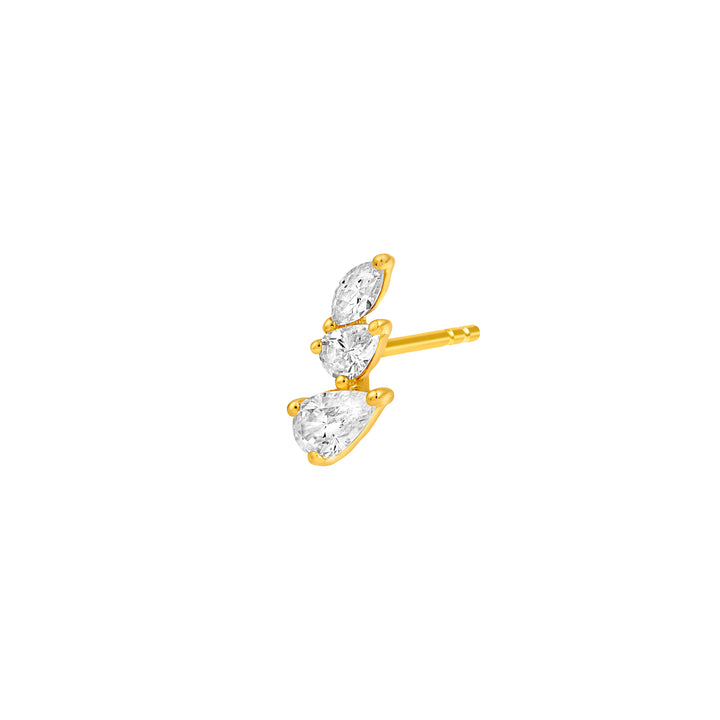 7/8tcw Pear Marquise and Round Diamond Stud Earrings