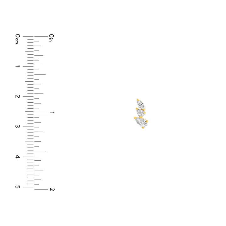 7/8tcw Pear Marquise and Round Diamond Stud Earrings