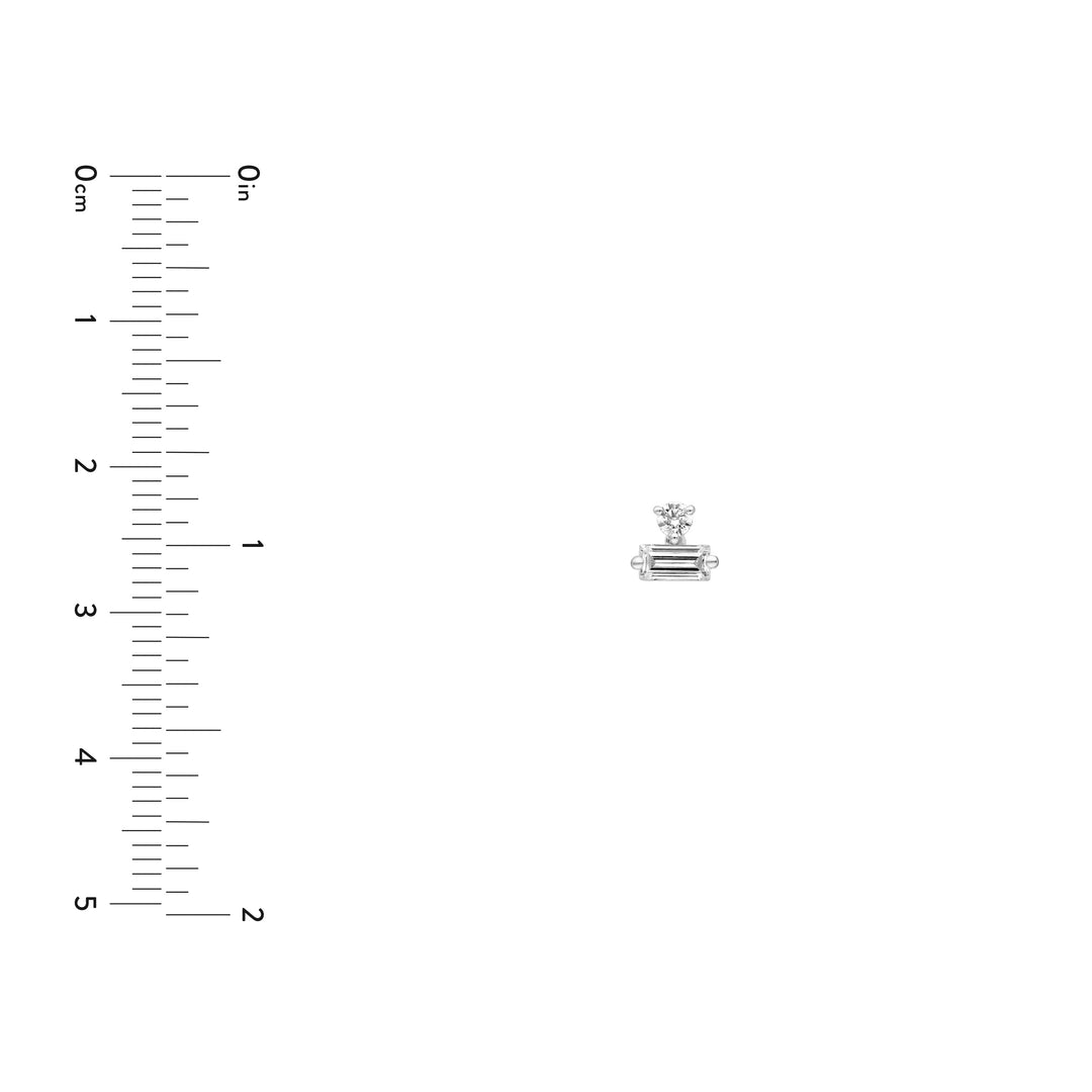 5/8tcw Square Baguette & Round Diamond Earrings