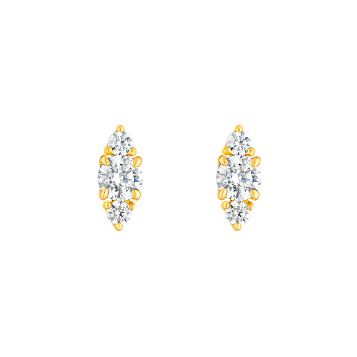 3/8tcw Three Stone Round Diamond Earrings