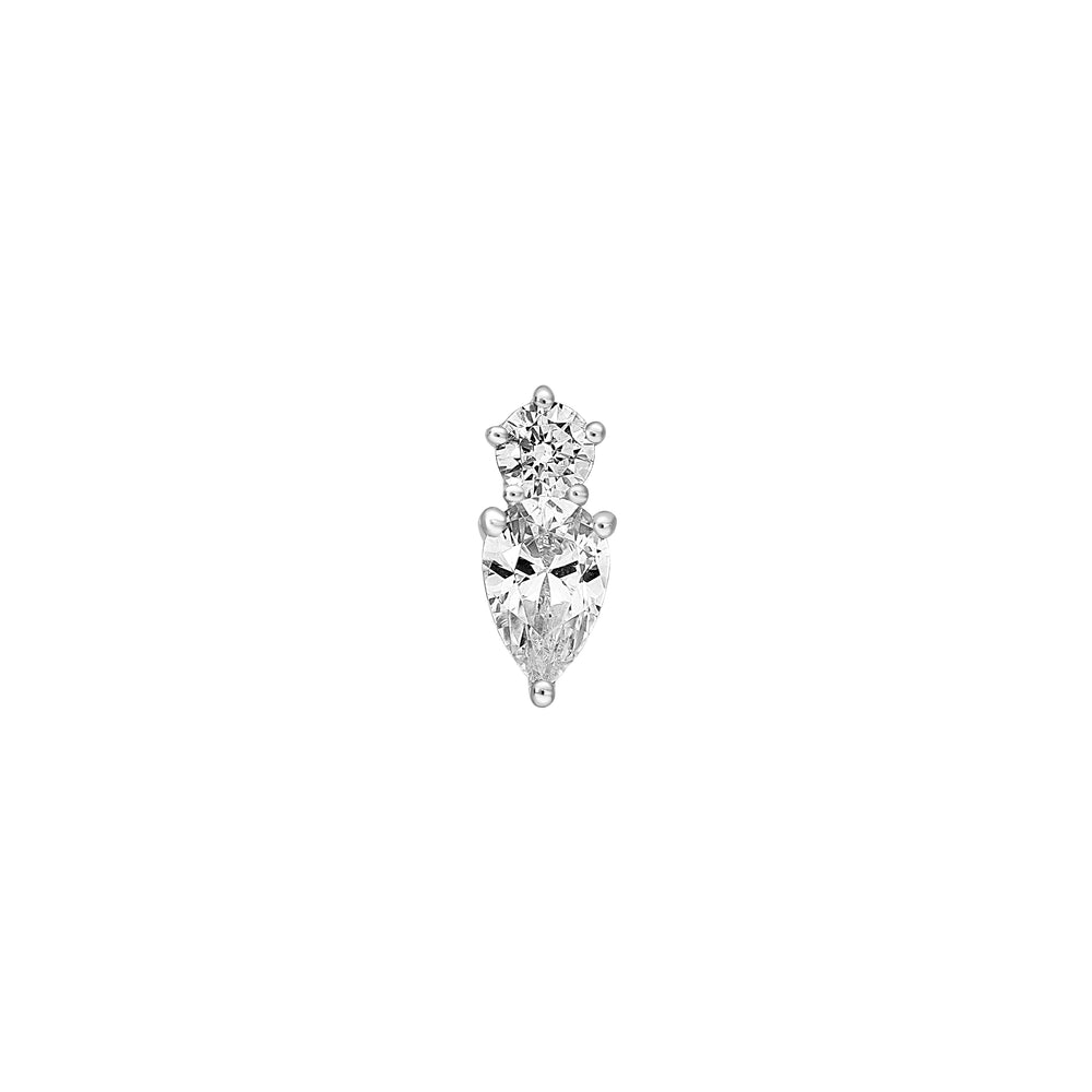 1-1/5tcw Round & Pear Diamond Stud Earrings