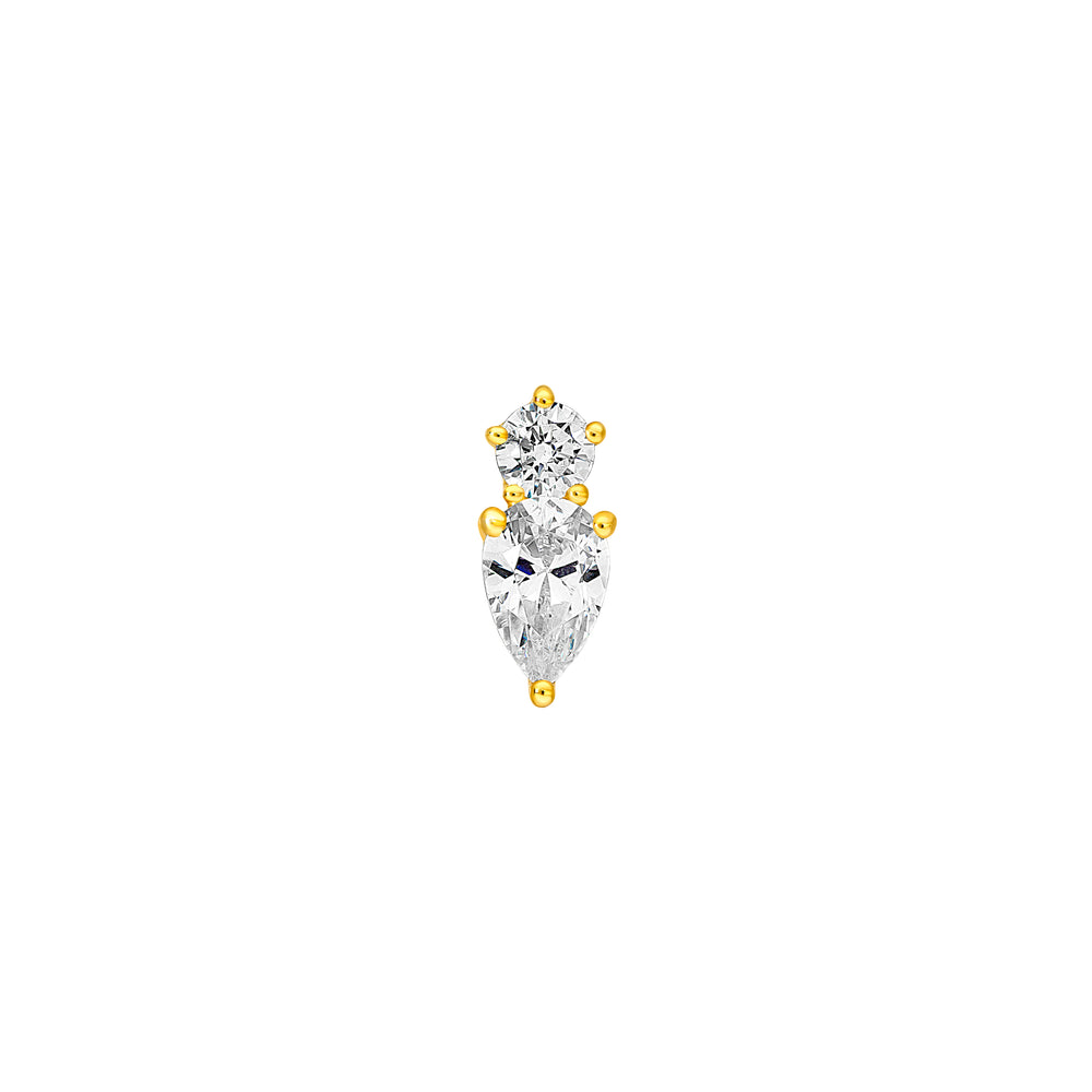 1-1/5tcw Round & Pear Diamond Stud Earrings
