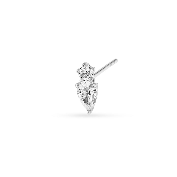 1-1/5tcw Round & Pear Diamond Stud Earrings