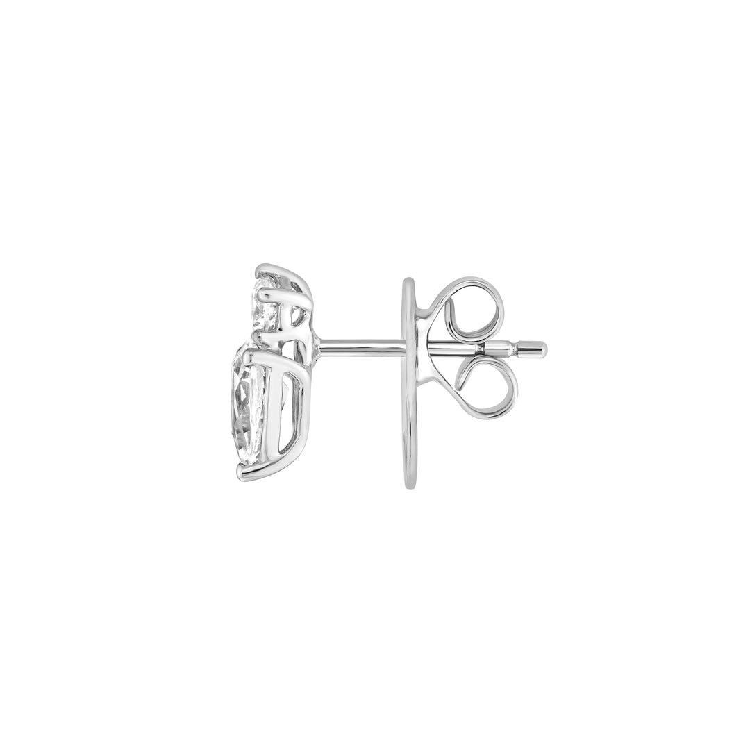 1-1/5tcw Round & Pear Diamond Stud Earrings