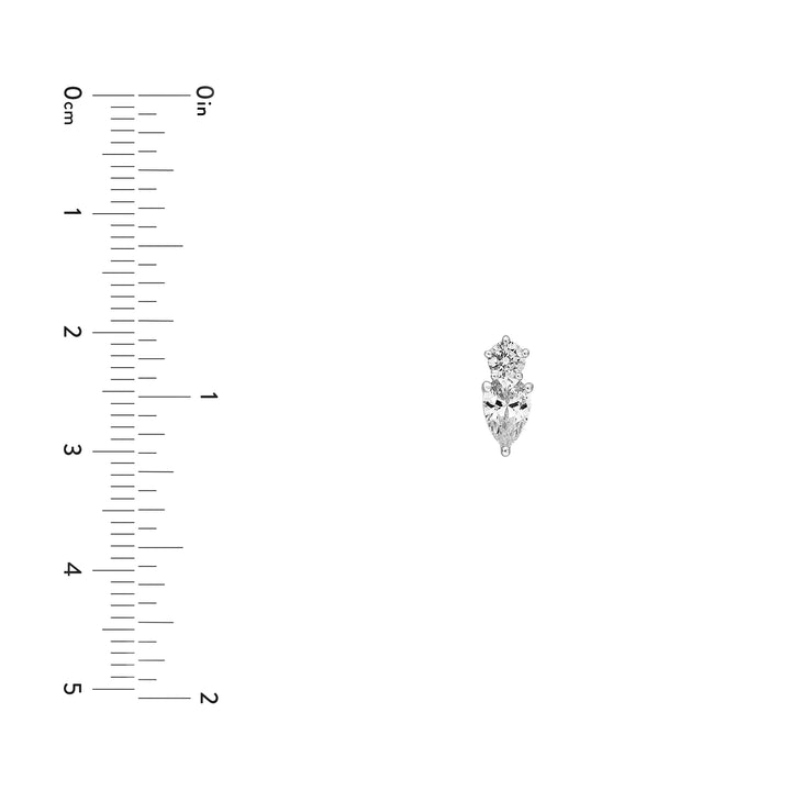 1-1/5tcw Round & Pear Diamond Stud Earrings