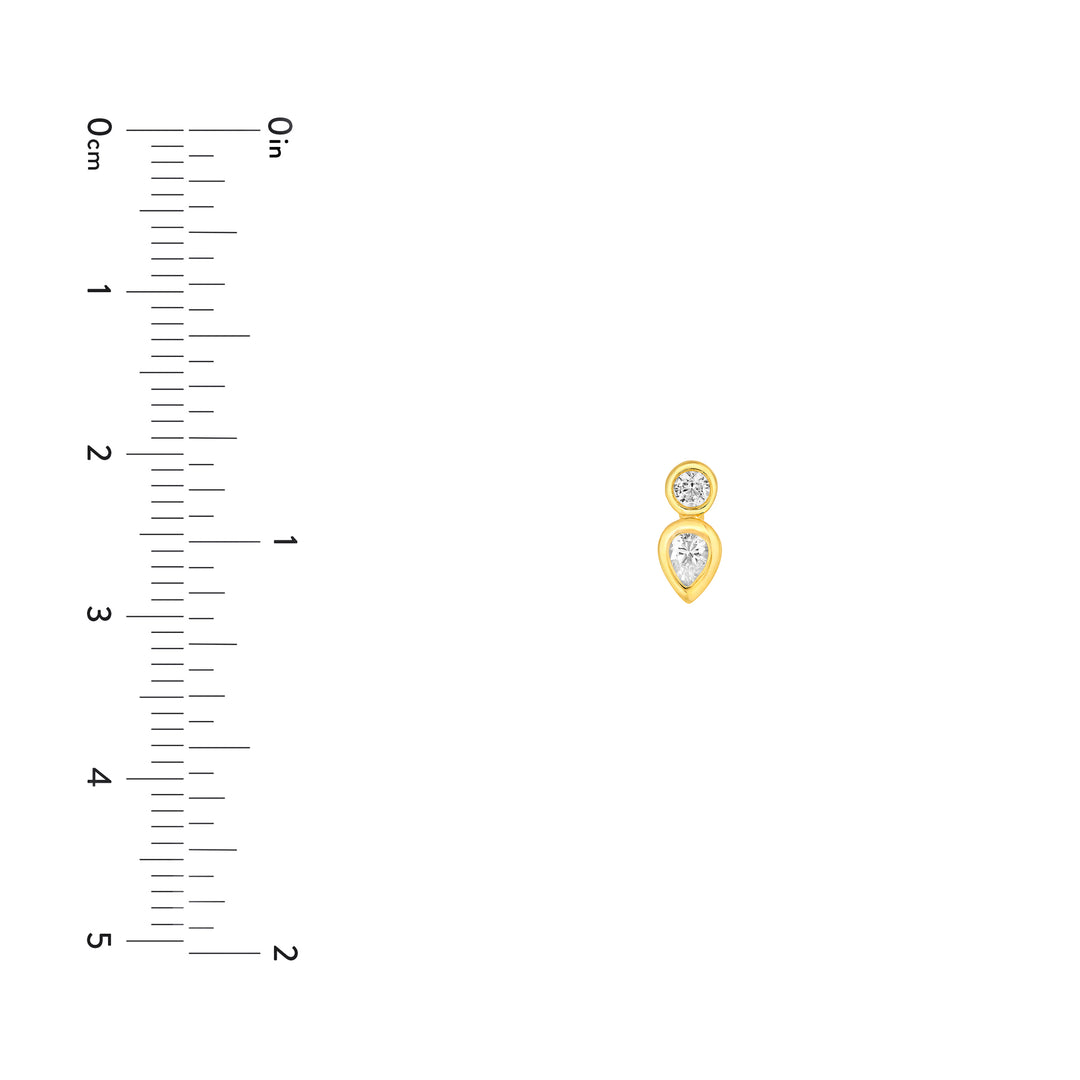 1/4tcw Round & Pear Diamond Bezel Set Earrings