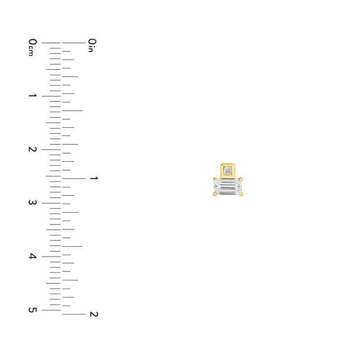 3/4tcw Princess & Emerald Duet Diamond Stud Earrings