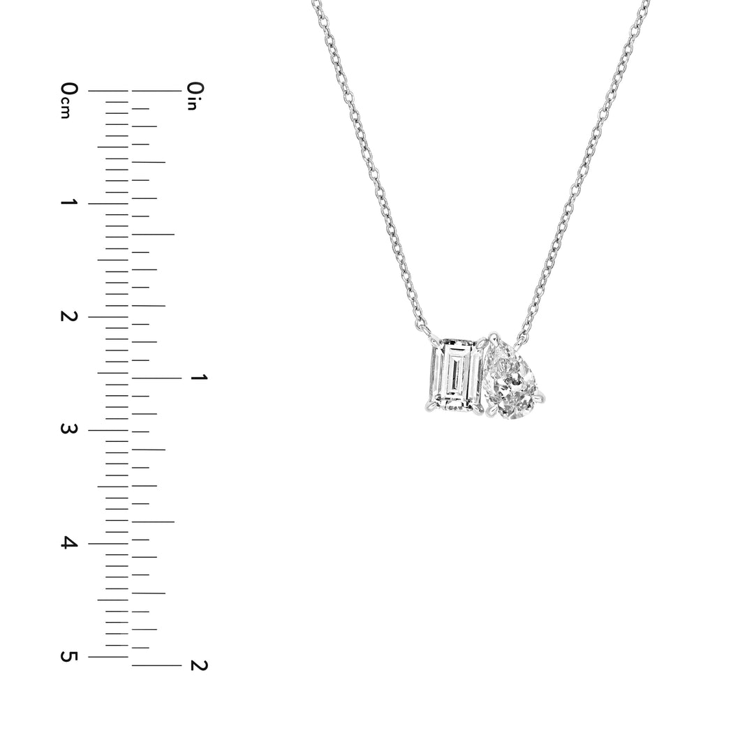 1-1/4tcw Toi et Moi Emerald & Pear Diamond Necklace