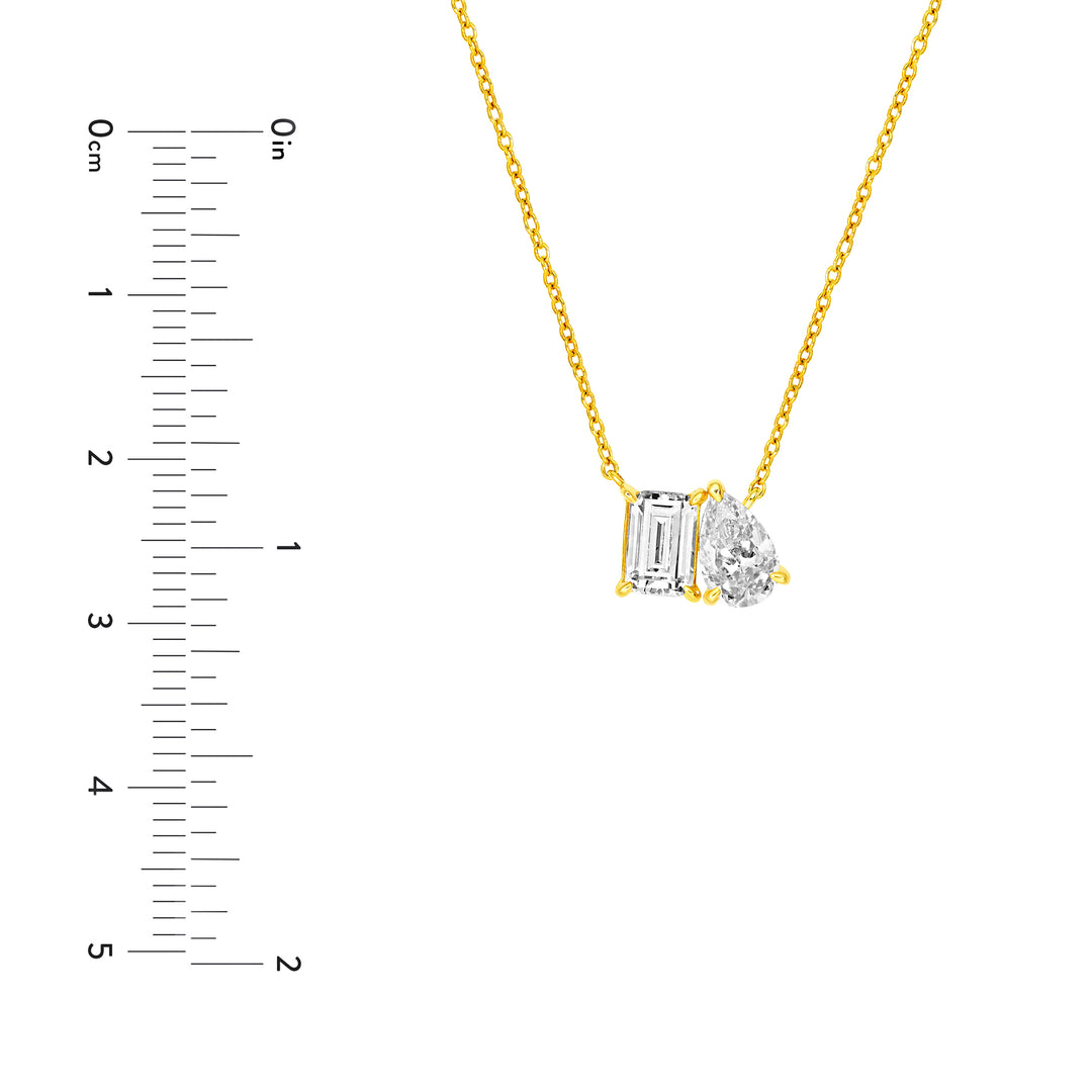 1-1/4tcw Toi et Moi Emerald & Pear Diamond Necklace