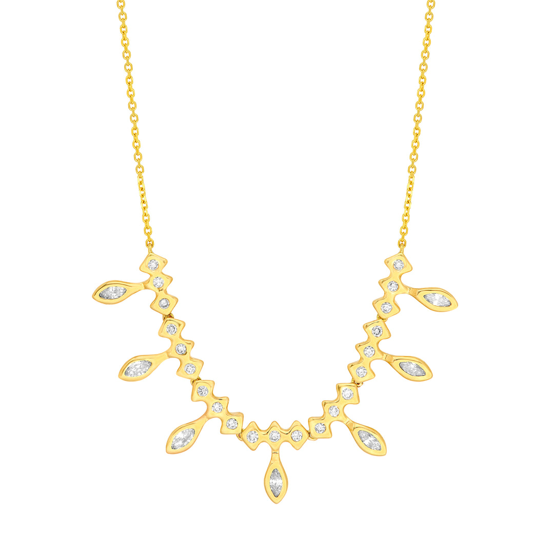 7/8tcw Round and Marquise Diamond Fan Necklace