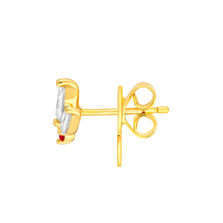 7/8tcw Multi-Cut Diamond & 1/20tcw Ruby Stud Earrings